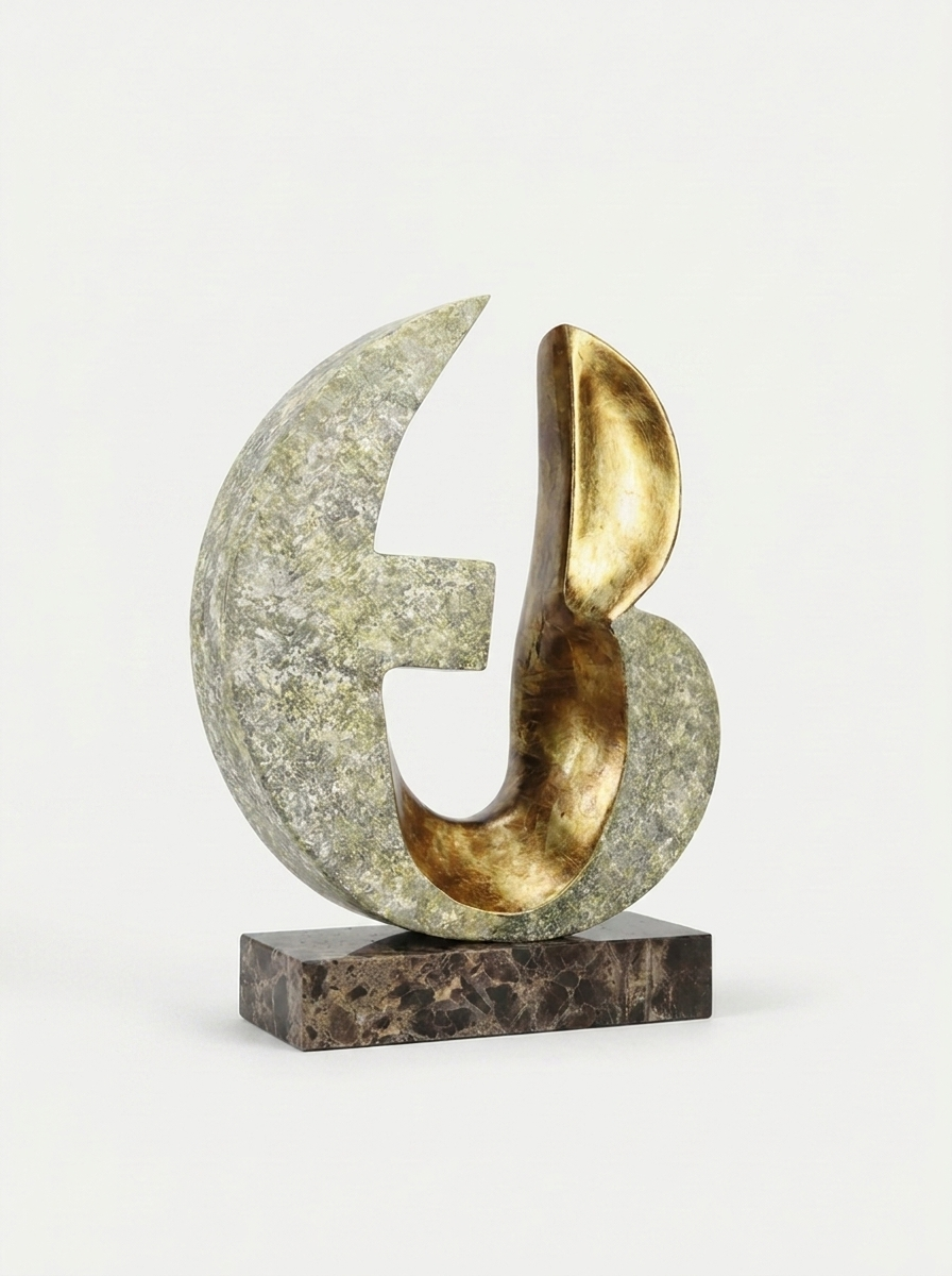 Runa Sculpture, natural marble base detail