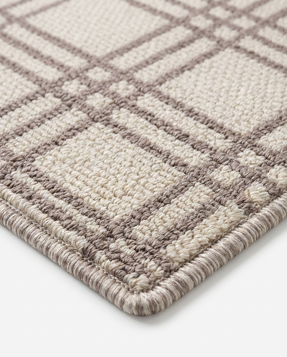 Ruta Plaid Rug, close-up of tartan grid pattern