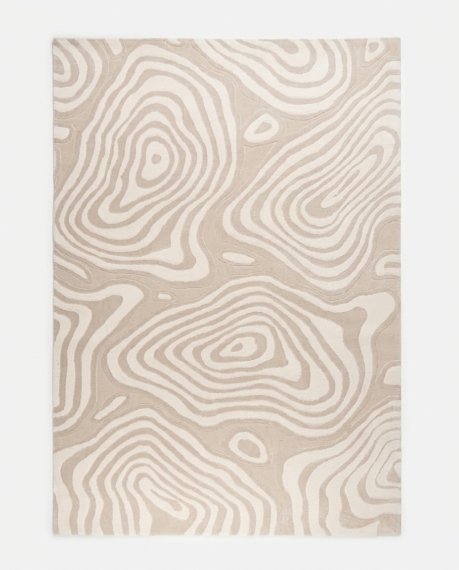 Saga Topographic Relief Rug in Silica Sand, 3D carved relief rug in wool, bamboo, or Tencel