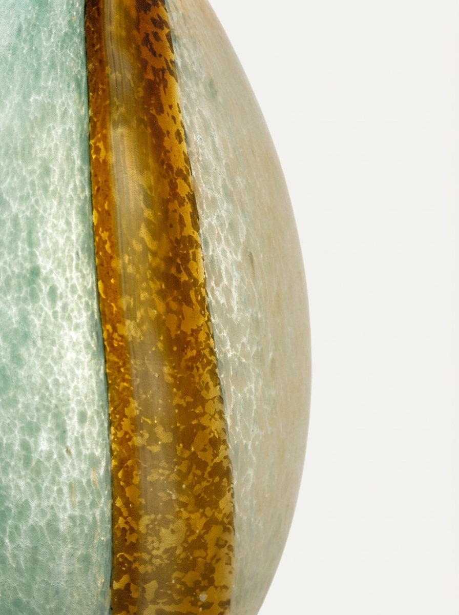 Skira Art Glass, close-up of handcrafted marbled pattern on art glass vase