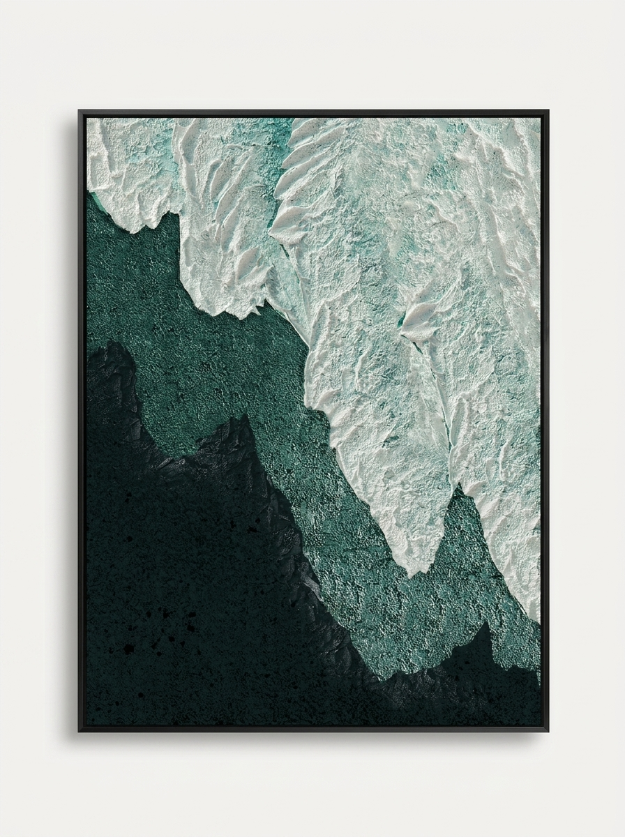 Skyld Landscape Canvas, hand-painted oil artwork with abstract landscape in raw black aluminum frame