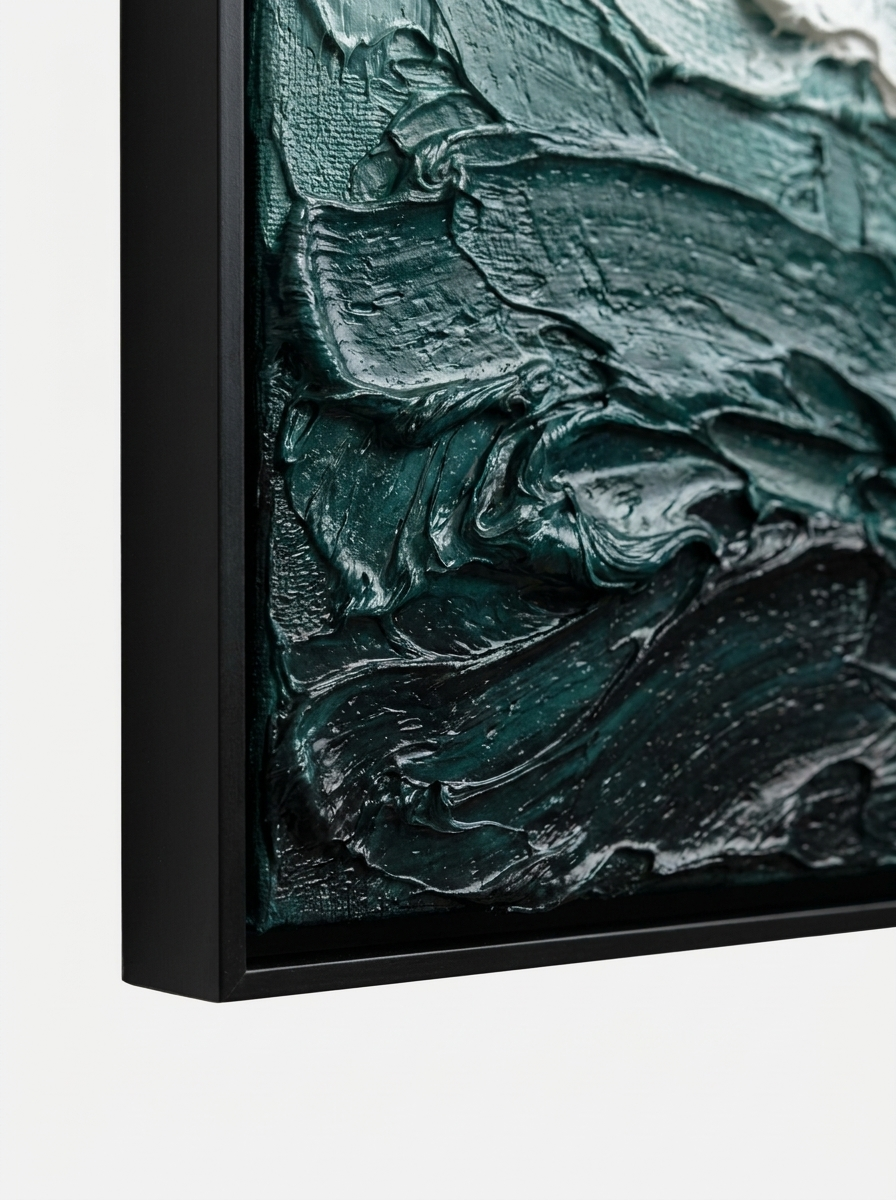Skyld Landscape Canvas, hand-painted landscape artwork, close-up detail