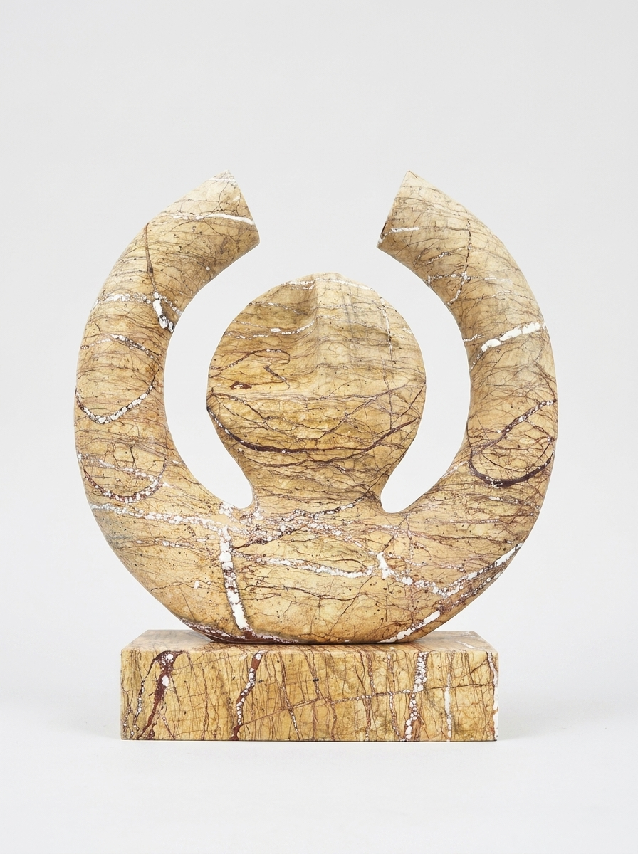 Sola Sculpture, solid natural marble sculpture with a circular open silhouette