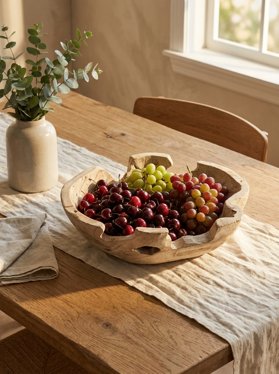 Sota wooden bowl tray, detail view of paulownia wood grain