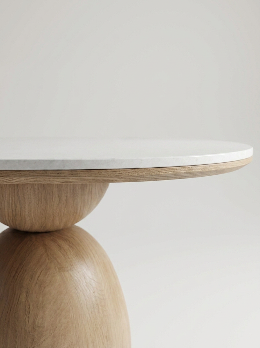 Stvord oval dining table, close-up detail of stone surface