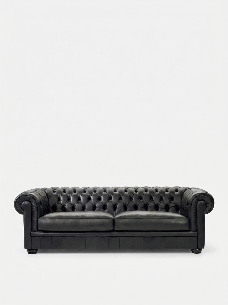 Thron Leather Sofa, Chesterfield sofa in genuine cow leather with pine frame