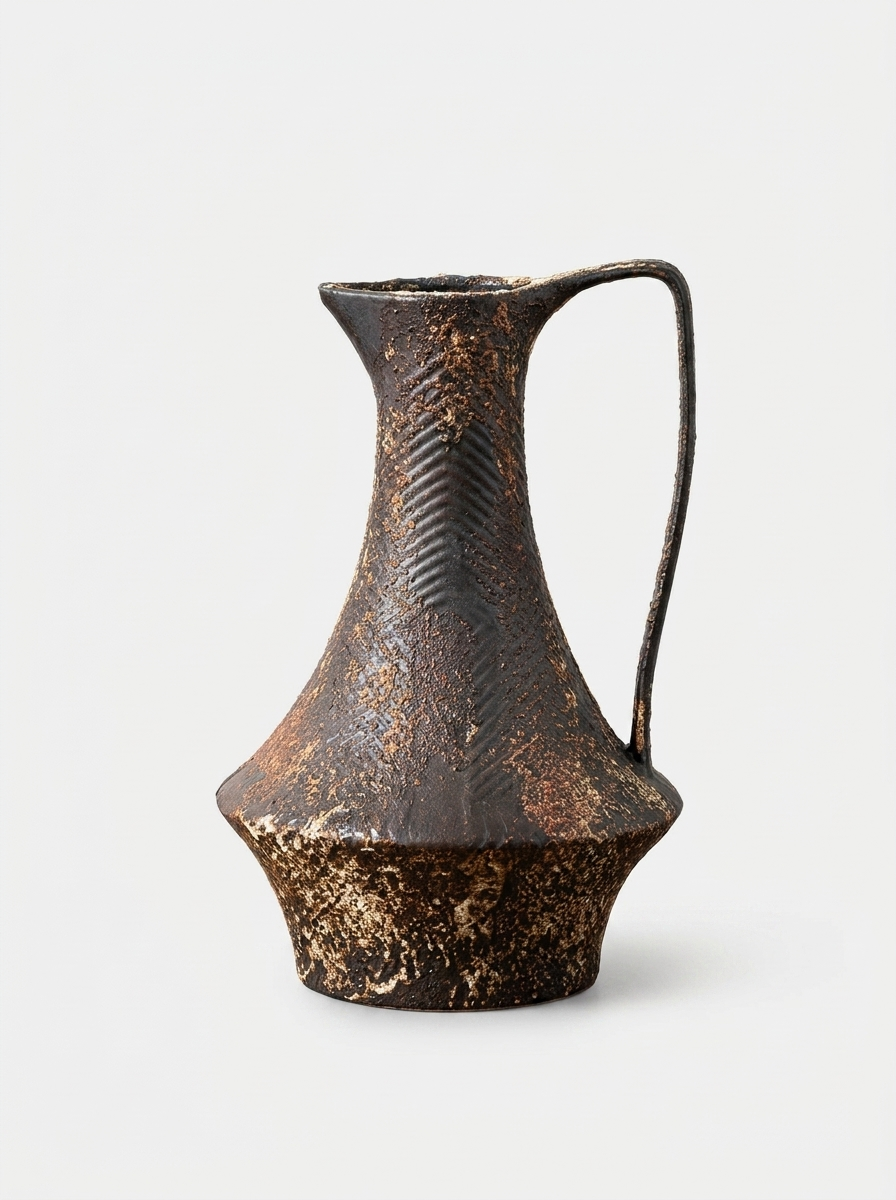 Torv Vase, ceramic vase with hand-applied oxidized rust-and-bronze glaze