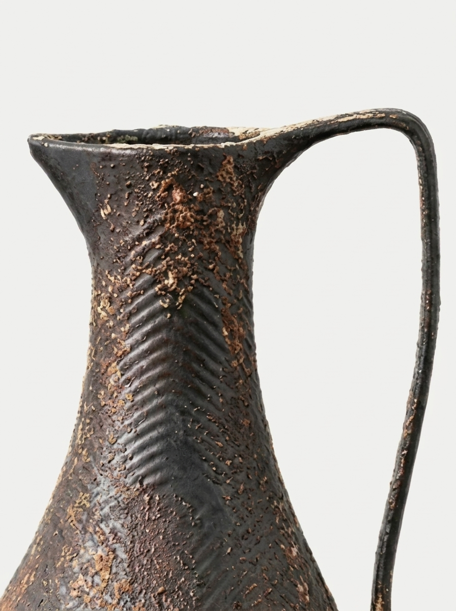 Torv Vase, ceramic vase with rust-and-bronze glaze, angled view
