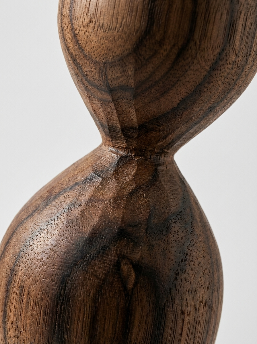 Tumla wooden sculpture styled in a living space, solid walnut
