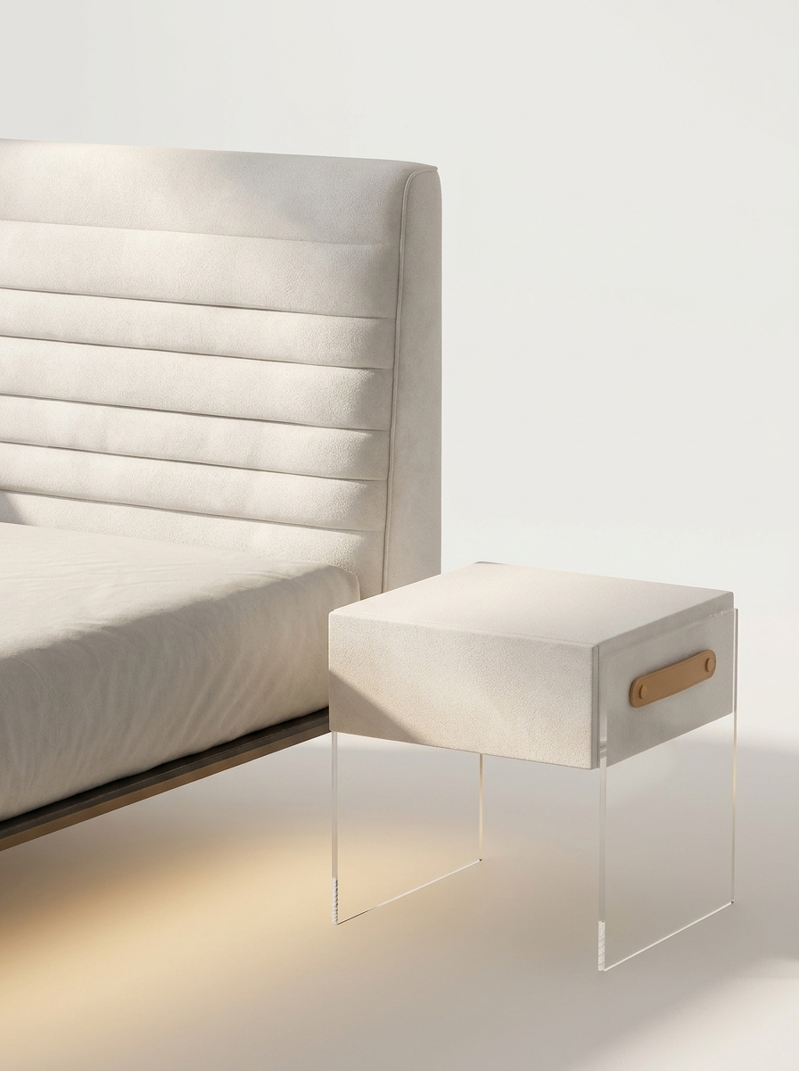 Vanta Floating Bed, integrated LED lighting detail