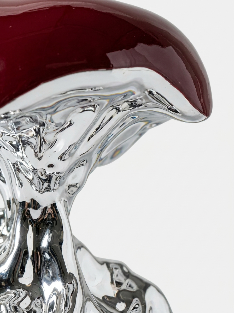 Vidar Apple Sculpture Set, mirror-polished silver interior detail