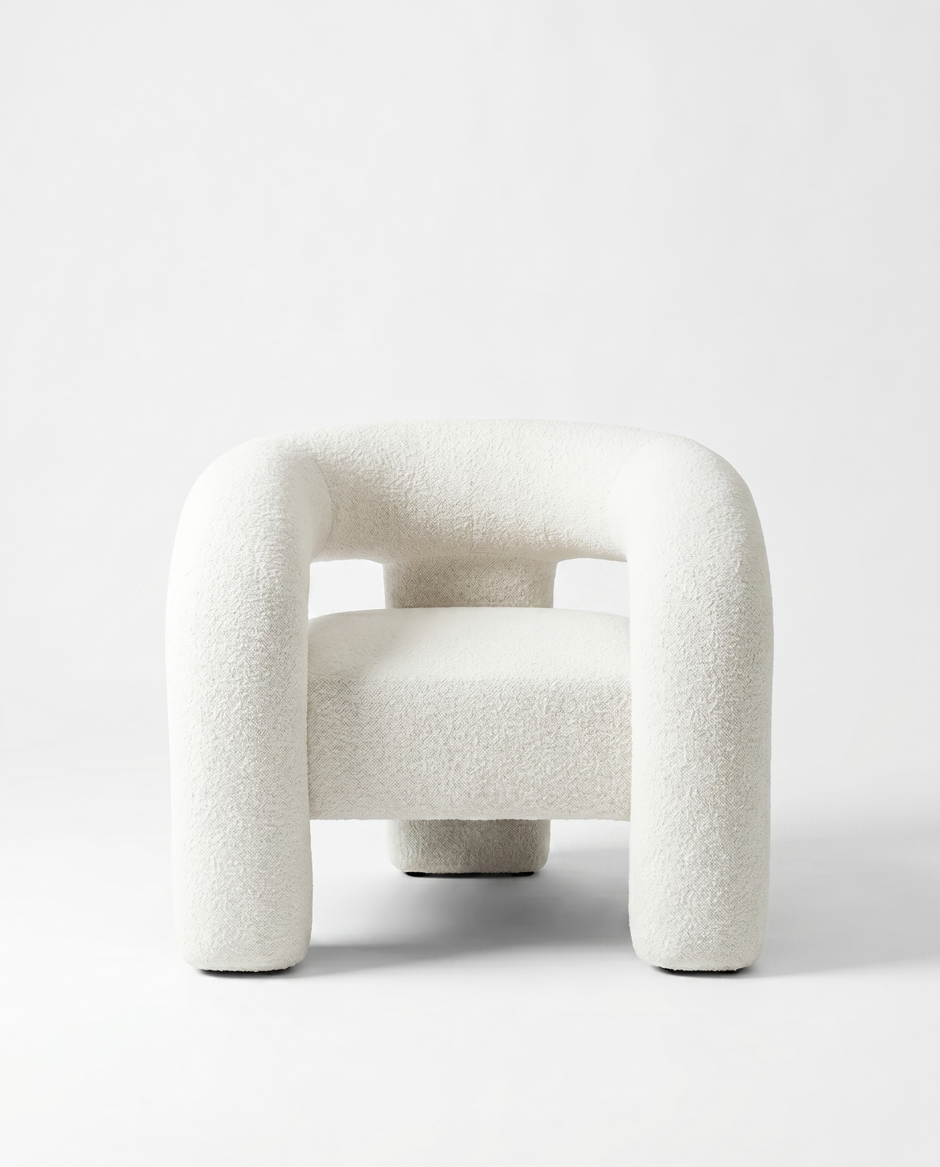 White textured chair on a light gray background