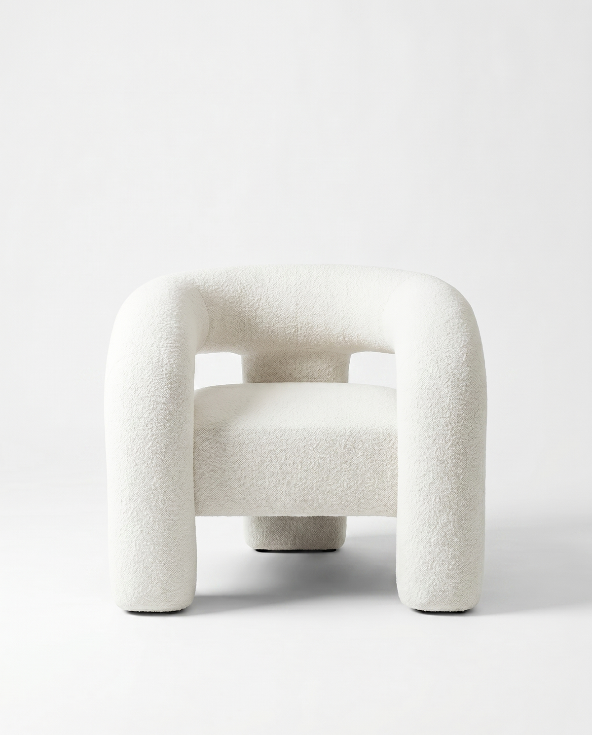 White textured chair on a light gray background