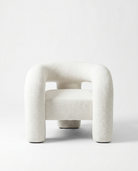 White textured chair on a light gray background