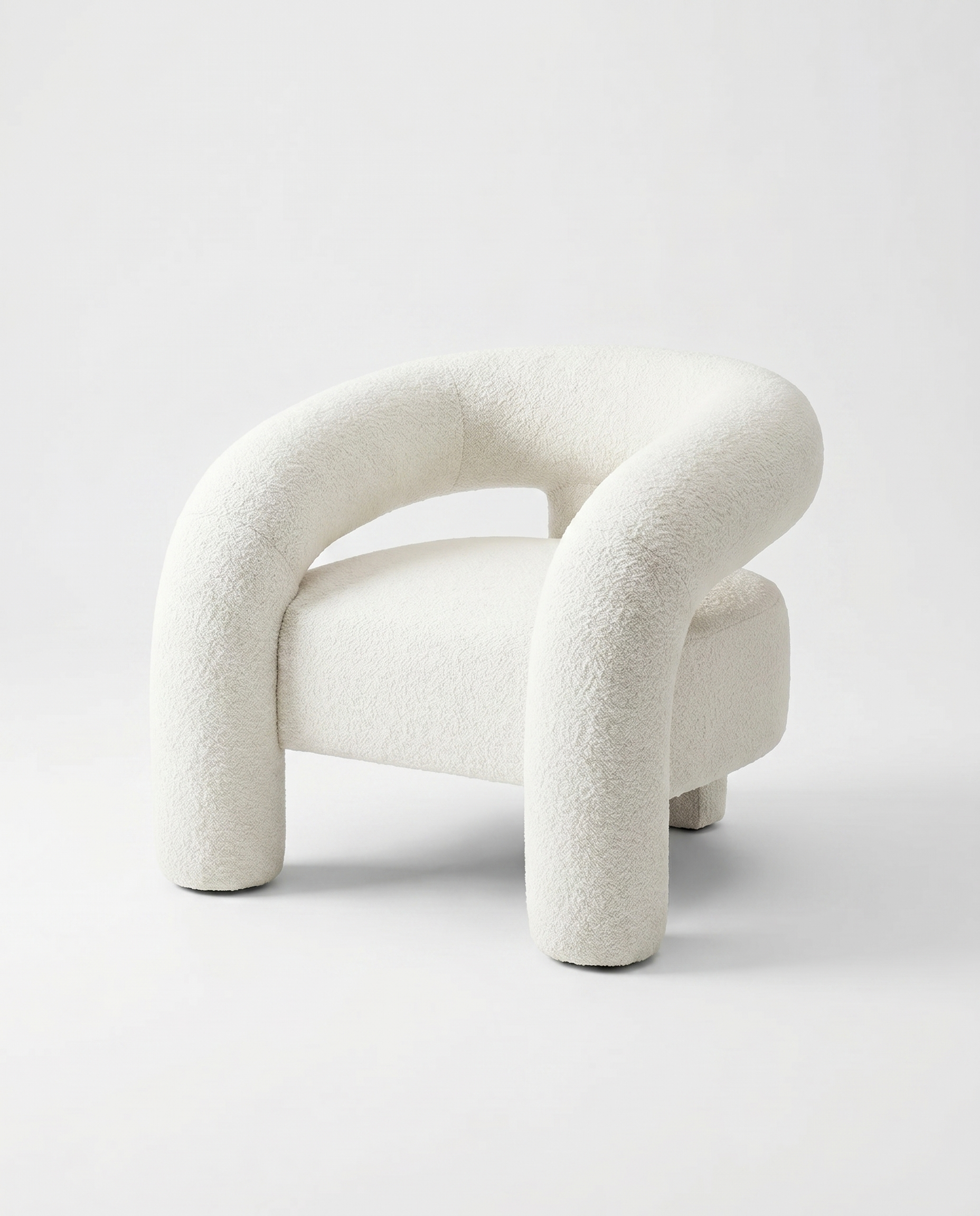 White textured chair on a light gray background