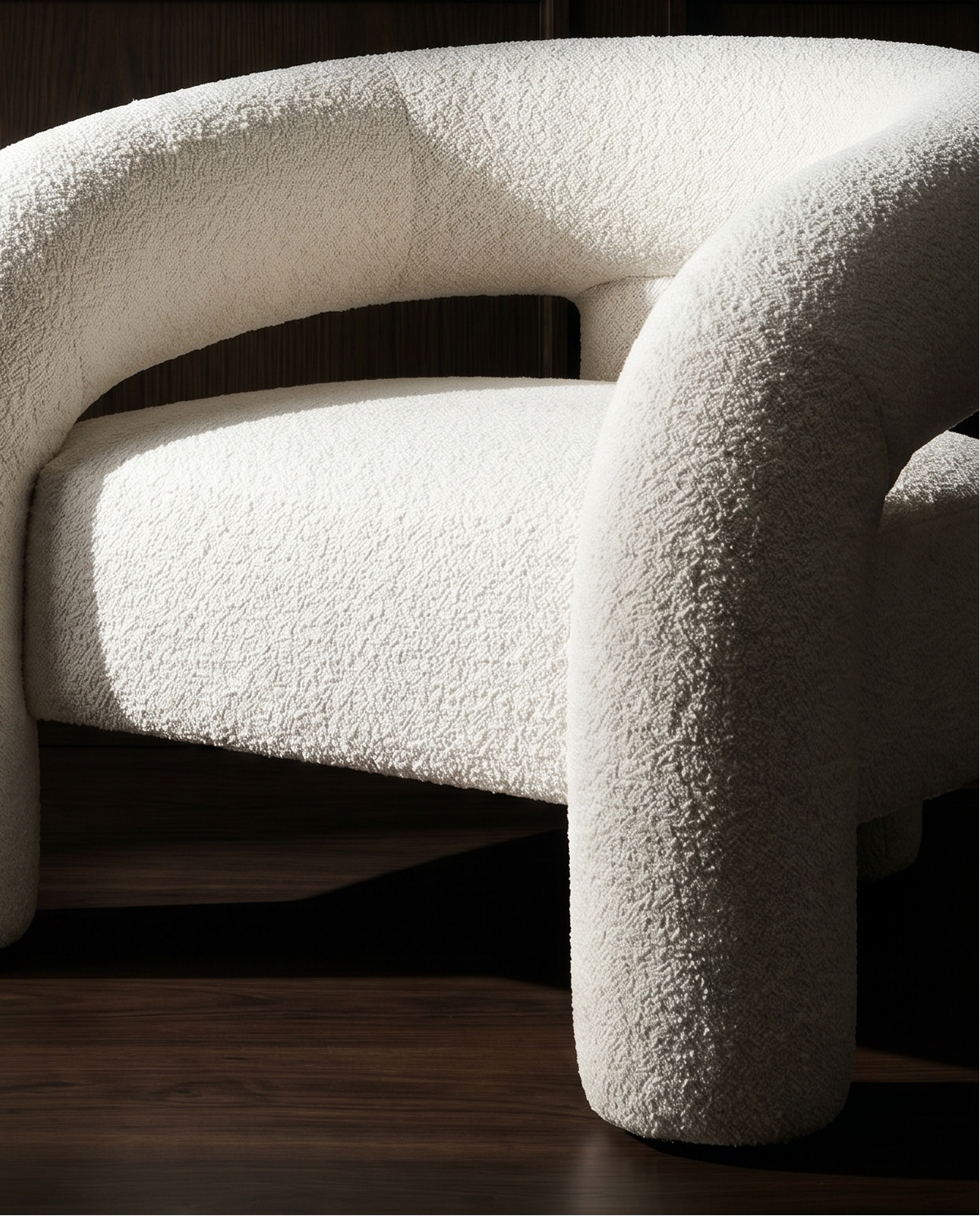 Voss Bouclé Armchair in Oatmeal Pebble, back view