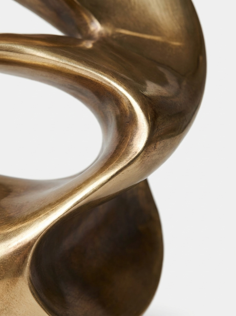 Vril Abstract Sculpture, close-up of polished bronze finish